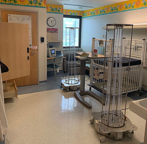 Cincinnati Children's uses ultraviolet (UV-C) light in the cleaning process to help kill germs such as COVID-19 in patient rooms, clinics, emergency departments, urgent cares, exam rooms, operating rooms and procedure centers.